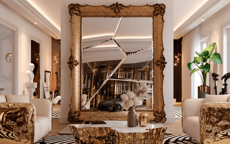 Luxury Living Room Mirror Wall